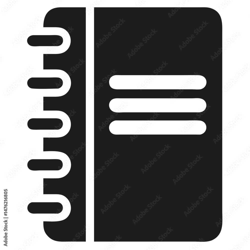 Poster simple black journaling notebook icon design with transparency
