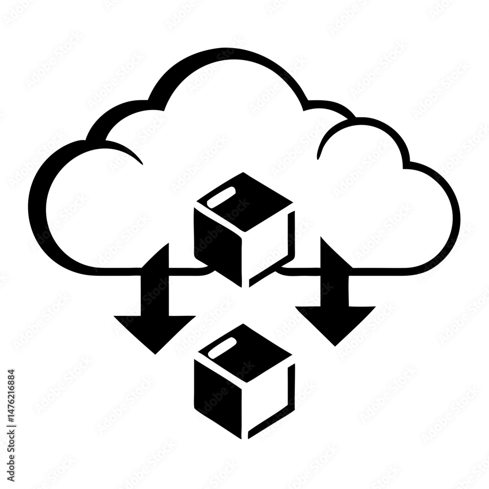 Poster sleek 3d cloud technology icons representing servers and uploading concepts