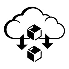Sleek 3d cloud technology icons representing servers and uploading concepts