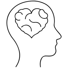 Vector silhouette design depicting a brain and a heart combined concept.