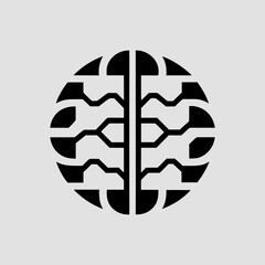 Abstract brain icon with circuit board design suitable for technology themes