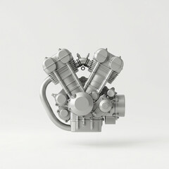 Motorcycle Engine V-Twin on White Background