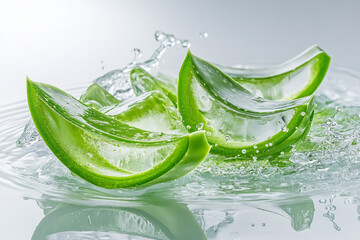 Refreshing Aloe Vera Gel Splashing in Water Natural Beauty