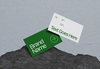 2 Business Card Landscape Rock Mockup