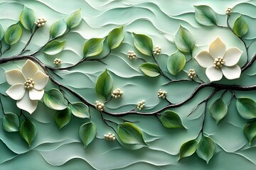 Obraz premium Calm green background blooming vines high resolution photo