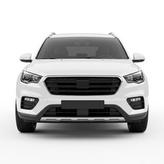 White SUV Front View on White Background