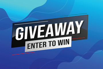 giveaway enter and win word vector illustration blue 3d style for social media landing page, template, ui, web, mobile app, poster, banner, flyer, background, gift card, coupon, label, wallpaper	
