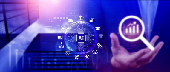 AI Artificial intelligence for business concept. AI brain processors in the concept of AI...