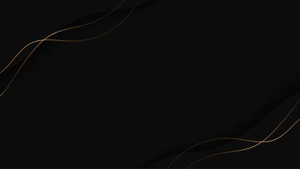 Elegant Black Background with Gold Wavy Lines