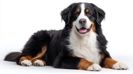 Charming Bernese Mountain Dog Posing on White Background