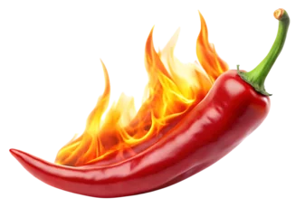 Plexiglas schilderij Hete pepers red chilli fire on whthe background  © Roushon