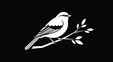 Minimalist Bird on Branch Vector