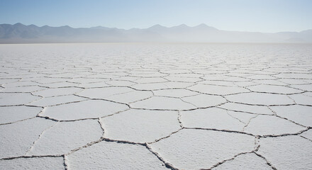 Stunning salt flat landscape endless white expanse under a clear sky breathtaking beauty of nature