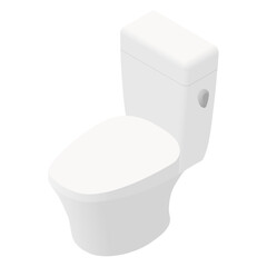 Isometric Illustration of a White Toilet with Water Tank