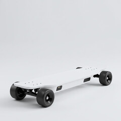 White Electric Skateboard on White Background