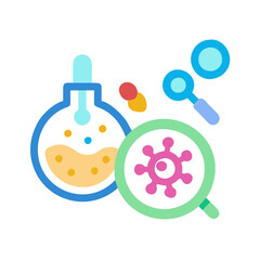 Virus research flat illustration on a black background scene