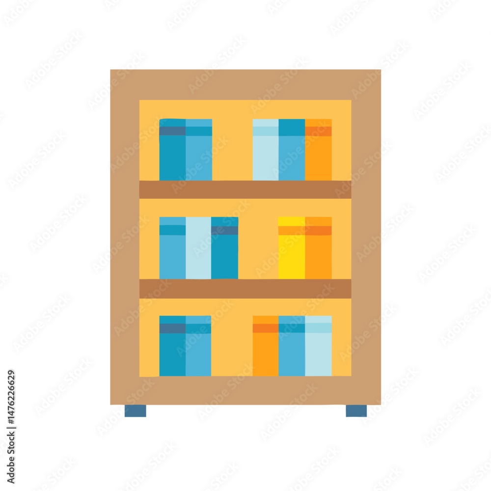 Aufkleber pixelated bookshelf with objects against a black background image