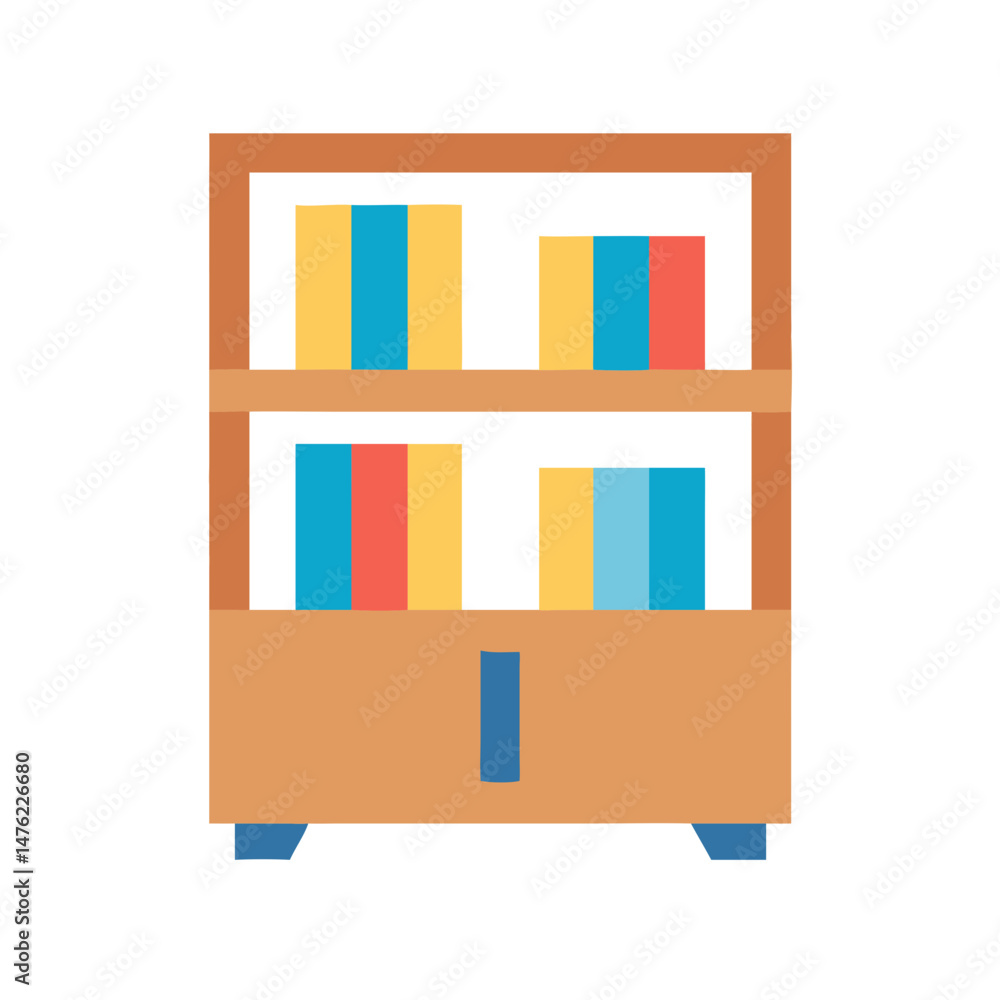 Aufkleber flat vector image of a bookshelf full of colorful books