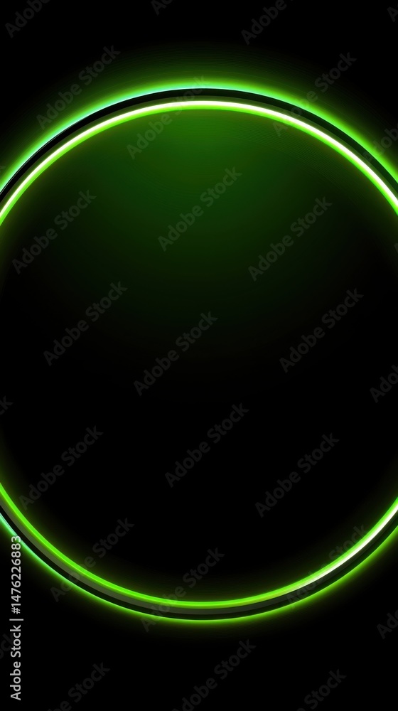 Aufkleber glowing green circle frame on black background abstract graphic design element minimalist style stud