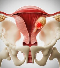 Obraz premium Detailed 3D illustration of female reproductive system anatomy.