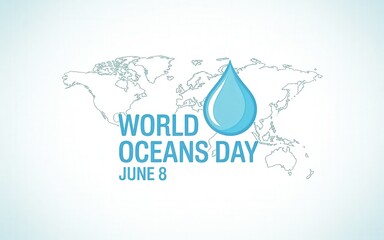 World Oceans Day graphic with blue drop symbol.