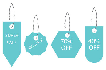 Discount label, tags with various shape. Vector illustration