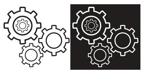 Gear icon set. Gear Settings symbol, Gear wheel vector set.