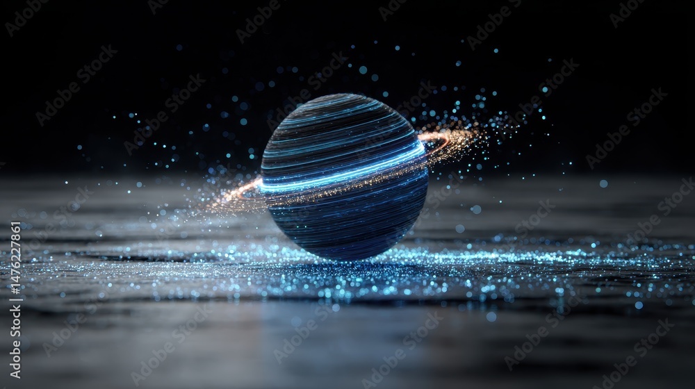 Poster dynamic planetary motion 3d science lab visualization in a cosmic environment
