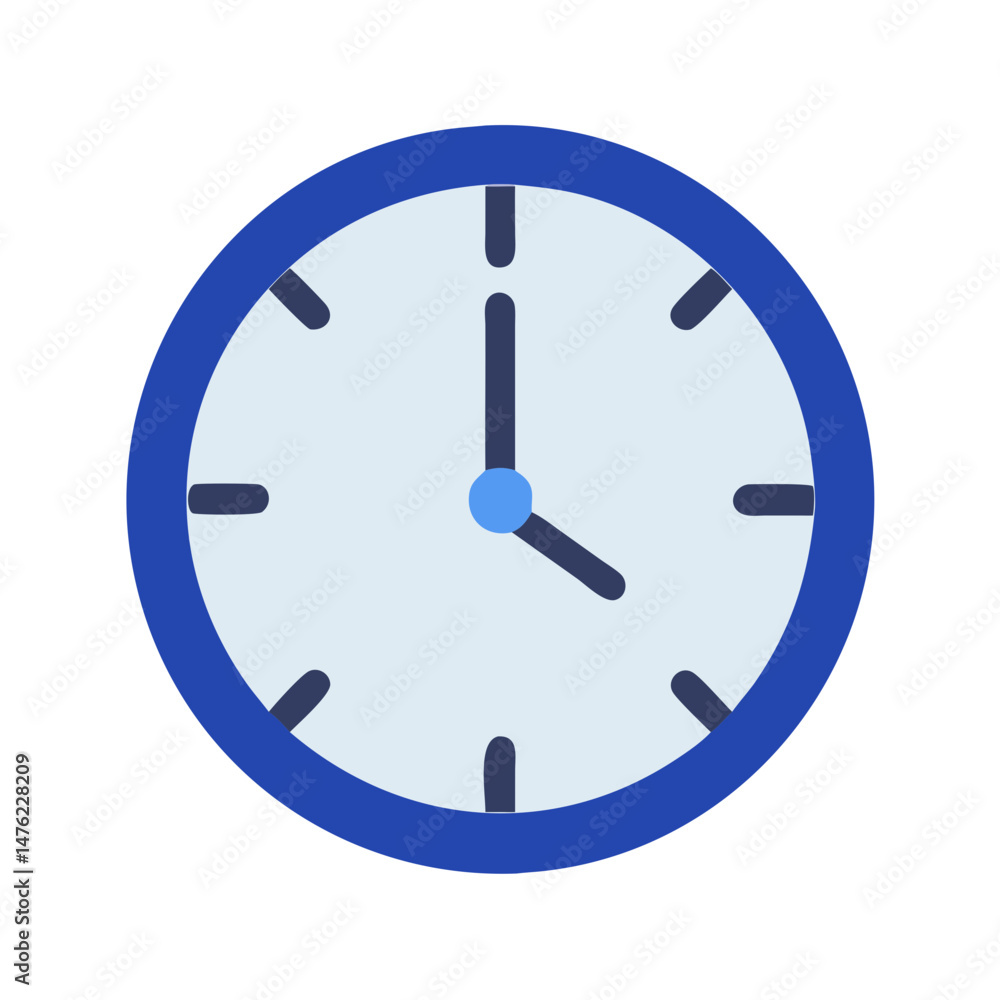 Poster simple flat icon clock design showing time on black