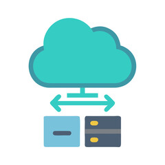 Data connection between cloud and servers icon illustration