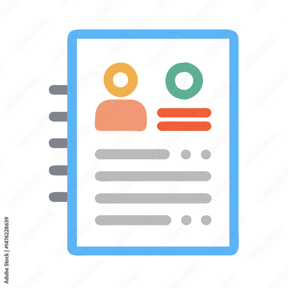 Poster stylized application form icon with profile and contact details