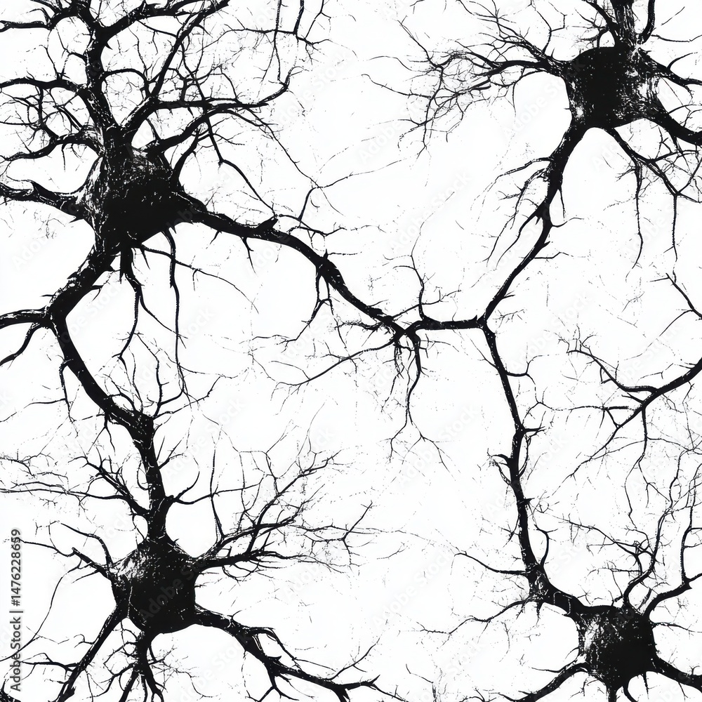 Aufkleber abstract black and white tree branches against sky view from below artistic graphic design element