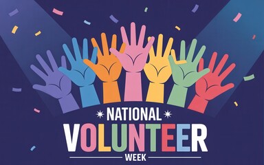 Colorful hands celebrating National Volunteer Week.