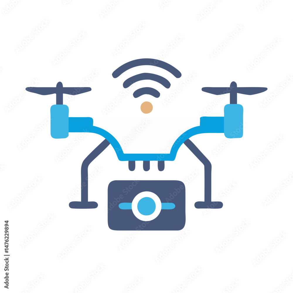 Poster drone with camera minimalist vector on black background
