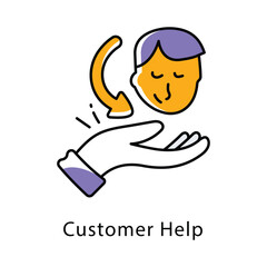 Customer Help Vector Filled Outline Style Icon. Eps 10 file