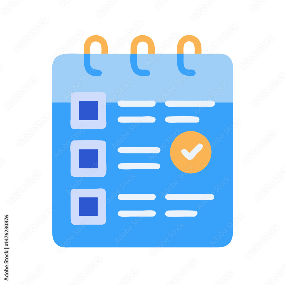 Aufkleber blue calendar icon with task list and checkmark
