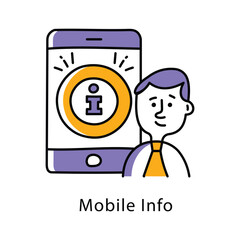 Mobile Info Vector Filled Outline Style Icon. Eps 10 file
