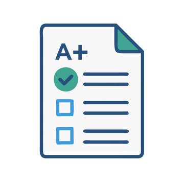Excellent grade report card with checkmarks vector illustration