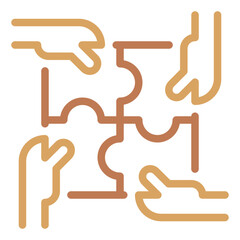 Puzzle Pieces with Hands Connecting