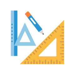 Flat illustration of geometric instruments for measuring and drawing