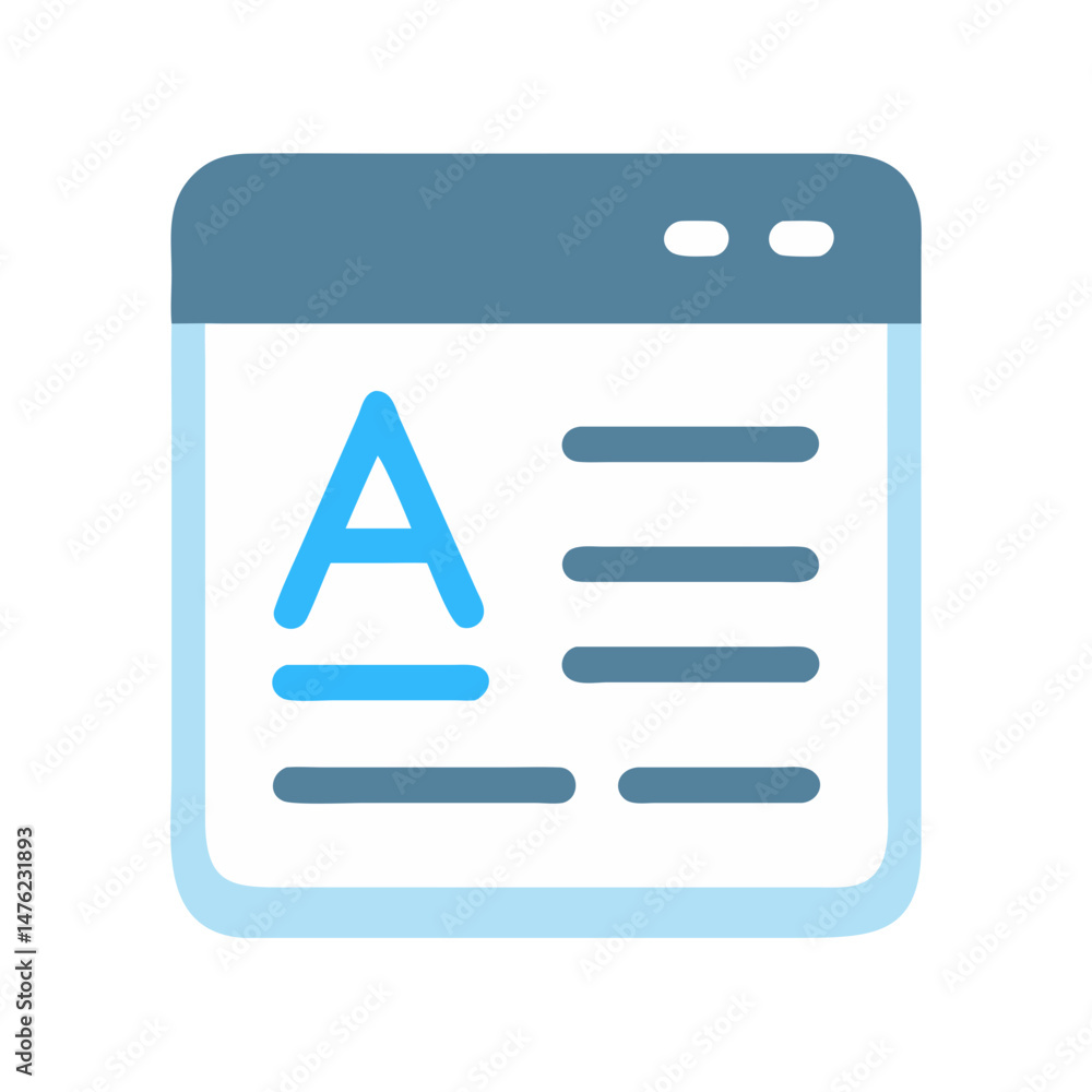 Poster minimalist graphic of browser window showing text content