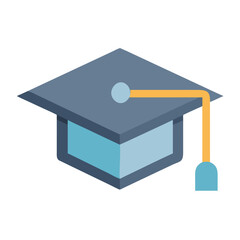 Graduation cap illustration on black background in flat style