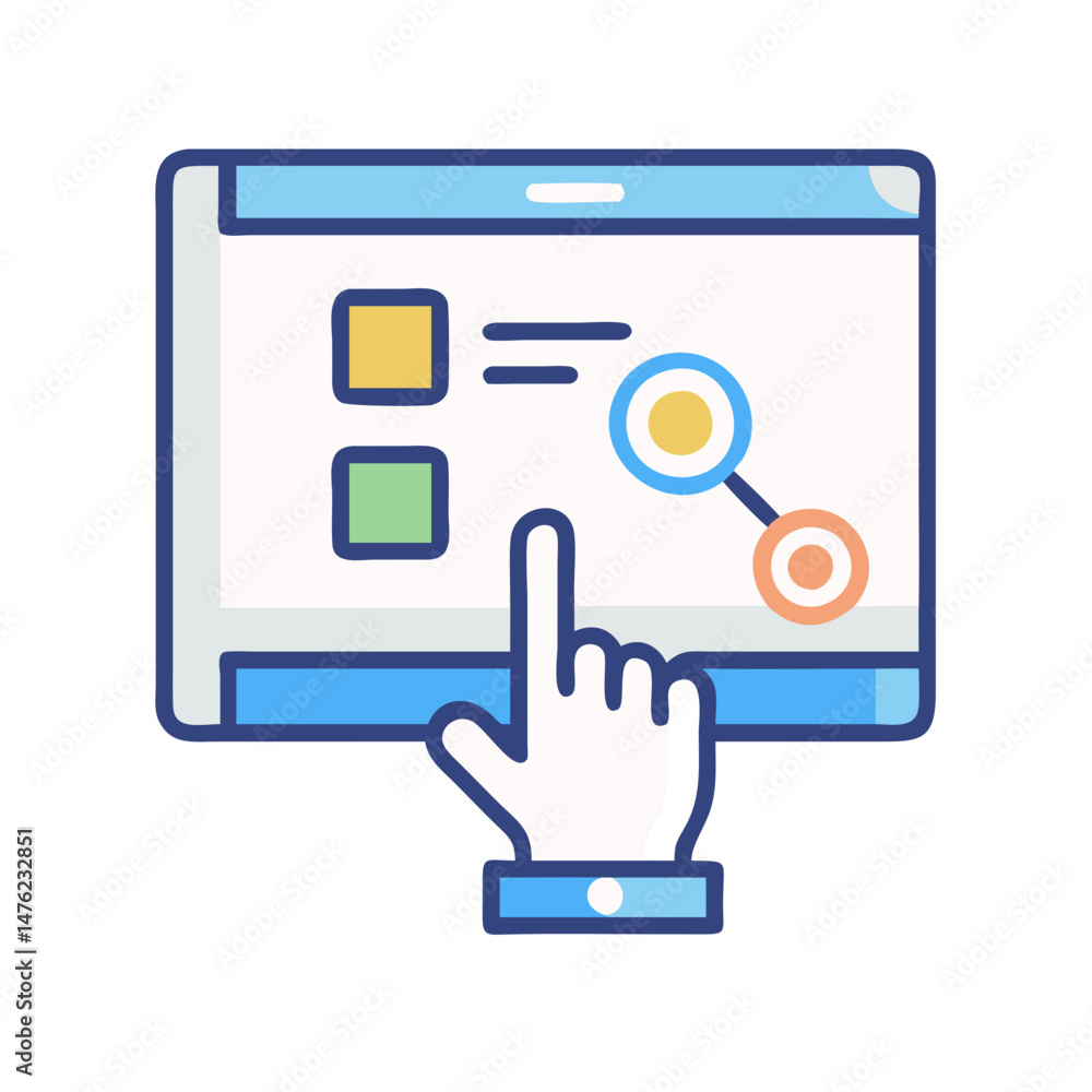 Poster hand using a tablet for data analysis and planning