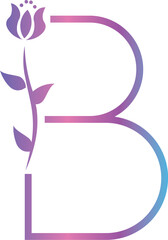 B letter botanical floral monogram logo