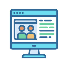 Web page with group chat on desktop computer screen