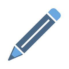 Simple blue pencil illustration against black background for education