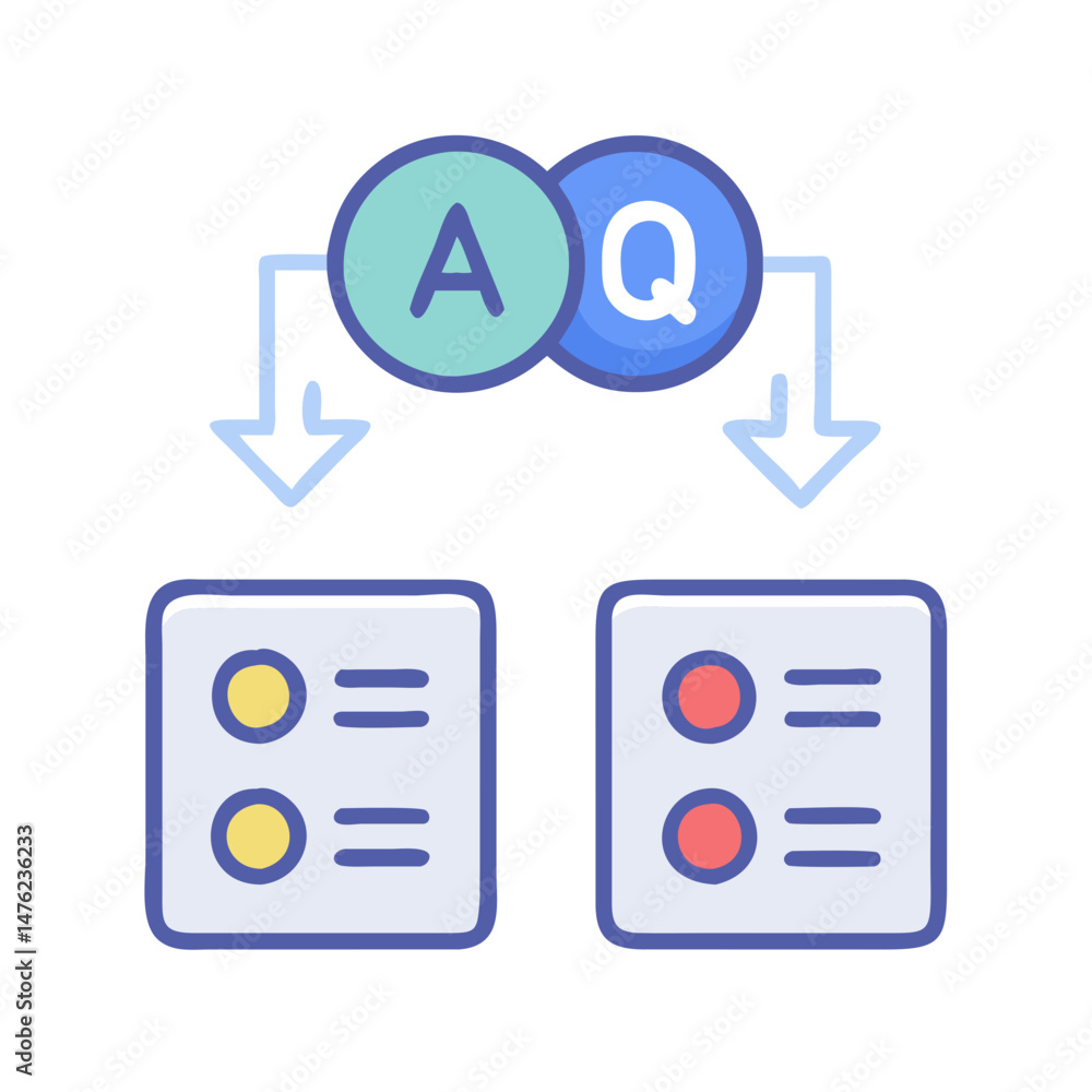 Aufkleber answer question options for knowledge assessment flat vector design