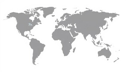 Simple grey world map silhouette, flat style vector illustration, isolated on white background, global, world map