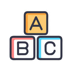 Colorful ABC blocks on black background learning concept image