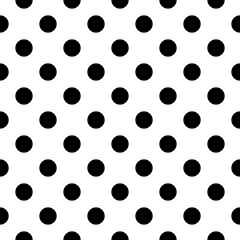 Seamless Black and White Polka Dot Pattern, Classic Decorative Texture